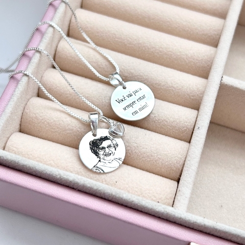 Colar Personalizado P - Foto + Frase - Banhado a Prata - comprar online