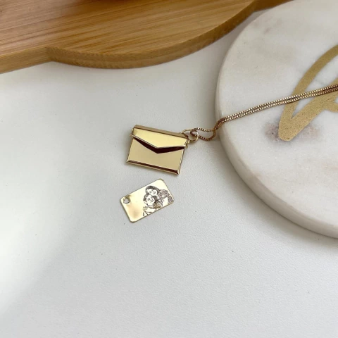 Colar Cartinha - Banhado - (FOTO + FRASE) - comprar online