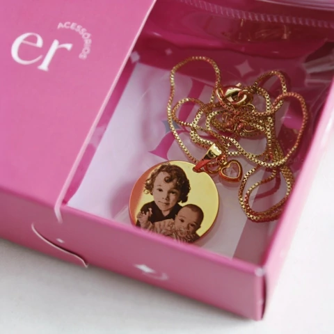 Colar Personalizado Realista - Foto + Frase - Banhado a Ouro - comprar online