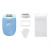 Depiladora eléctrica Philips BRE247/00 azul con cabezal lavable, accesorios de afeitado y masaje, guante exfoliante y bolsa de guardado.