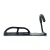 Soporte de pared bicicleta Kuest RSBI-0002 en perfil lateral horizontal sobre fondo blanco. Muestra la curvatura de la guía metálica de apoyo para la rueda y el gancho superior recubierto de goma para sostener la llanta delantera.
