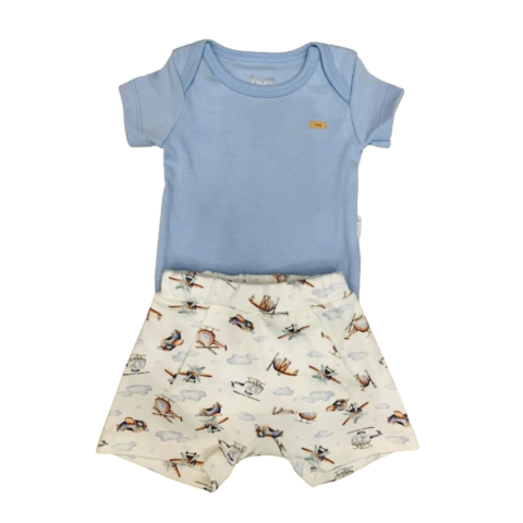Conjunto body + short - Coleção Aviões - SUEDINE 100% Algodão - comprar online