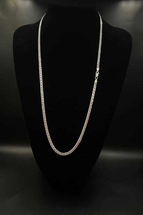 Corrente 4,5mm Modelo Grumet Elo Duplo 70cm em Prata Legítima 925