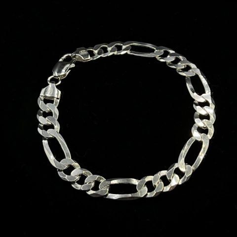 Pulseira 9mm modelo 3x1 21cm em Prata Legítima 925