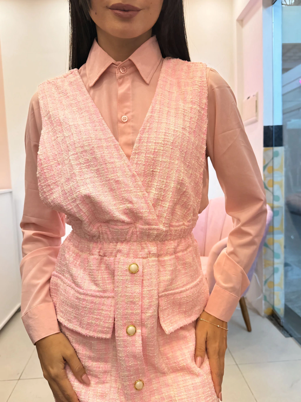 Blusa Social - rosa goiaba