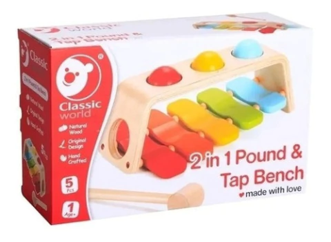 Banco De Descarga Y Xilofon 2 En 1 De Madera Classic World - comprar online