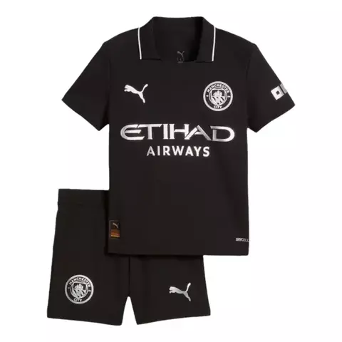Conjunto Infantil Manchester City II 2025/26 - Preto - Camisa e Short - comprar online