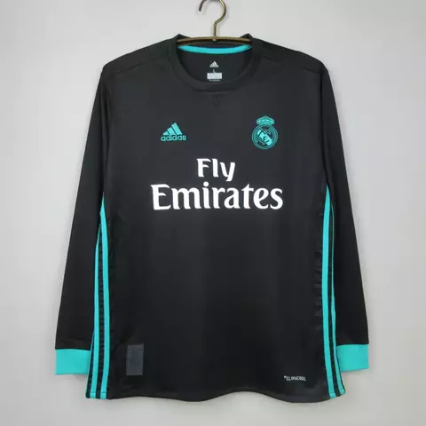 Camisa Real Madrid II Retrô 2017/2018 Manga Longa - Preta - Adidas