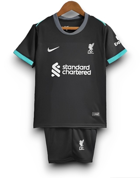 Conjunto Infantil Liverpool II 24/25 - Cinza - Camisa e Short