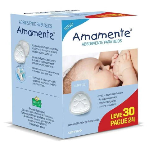 Absorvente Para Seios Amamente - 30 Unidades