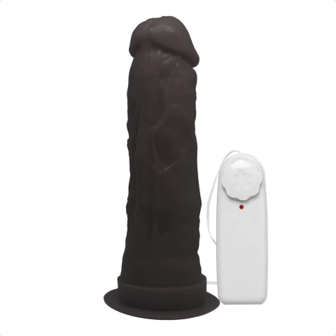 Pênis Com Vibrador e Ventosa 18cm x 4,7cm Preto Pietro