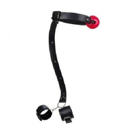 Kit Mordaça Bola Com Algema Traseira Vermelho