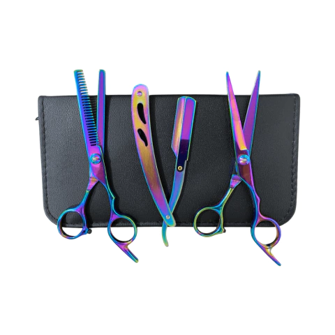 Combo Tesouras Profissional 6.0 Polegadas Furta-cor