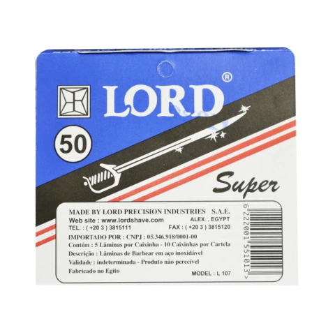 Lâmina de Barbear Lord Super Inteira 50un