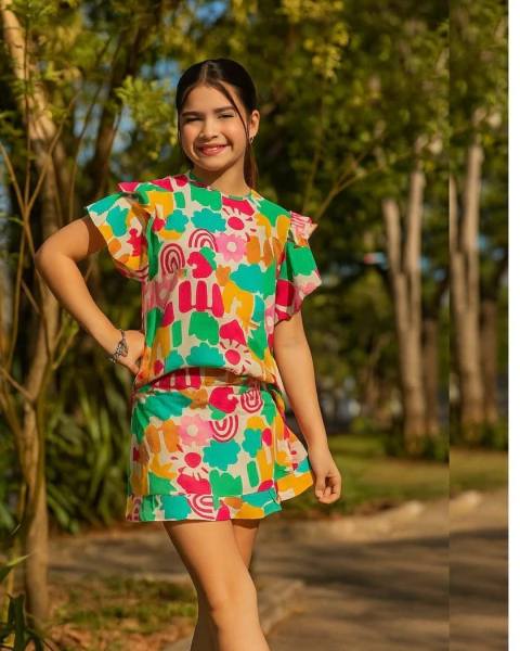 Conjunto Lúdica pop short saia e blusa