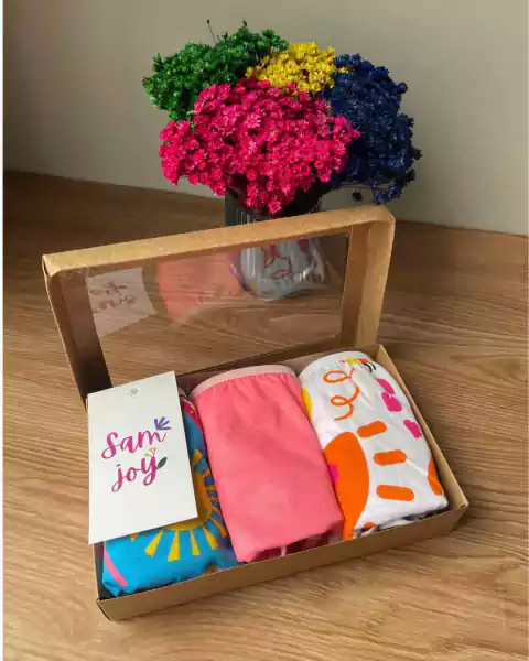 Kit com 3 Calcinhas Infantis 100% Algodão - Estampas Divertidas