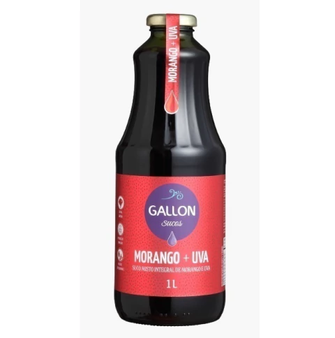SUCO DE UVA E MORANGO INTEGRAL 1L GALLON