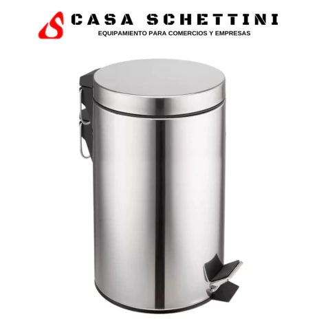 Tacho de basura 30lt Acero Inoxidable Base antideslizante Con pedal Cesto Acero de 30 Litros