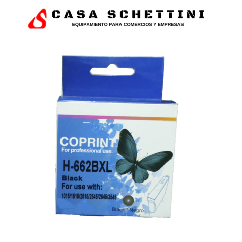 Cartucho de tinta 662 XL alternativo NEGRO 18 ml para Impresoras Hp Advantage 2515 / 3515 / 1015 / 1515 / 1516 / 2516 / 2545 / 2546 / 2645 / 2646 / 3545 / 3546 / 3565 / 4645 / 4646 CZ103AL TWN