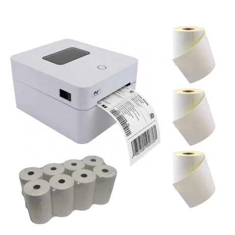 Impresora Dual Etiquetas y Tickets + Insumos: Compatible con Etiquetas de ecommerce, mercadolibre, correos y Ticket factura, recibos, comandas - comprar online