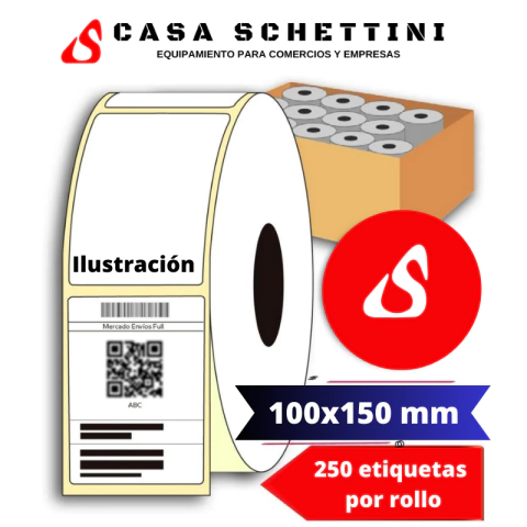 Etiqueta Ilustración 100 x 150 x 250 etiquetas cad rollo Autoadhesiva Envíos MercadoLibre MercadoEnvíos Impresora Transferencia térmica
