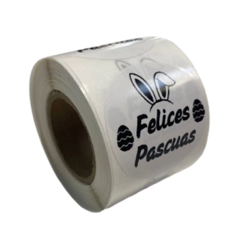 Etiquetas Autoadhesivas Circulares 5cm Con Diseño Felices Pascuas 500u
