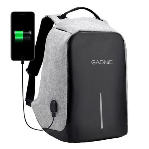 Mochila Antirrobo Gadnic Impermeable Porta Notebook Usb Anticorte con puerto y cable de carga Usb-C para PowerBank 35L - comprar online