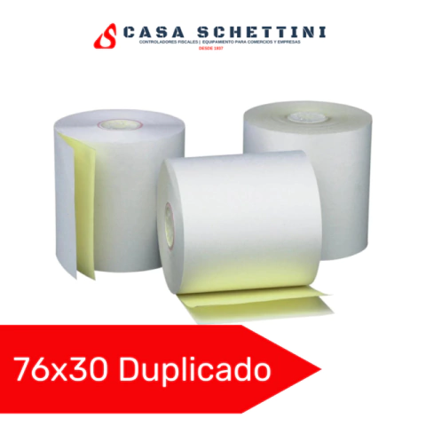 20 Rollos 76x30 Duplicado Ticket Obra/ Químico Duplicado Epson Hasar