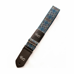 Cinta jacquard hindú azul y amarillo