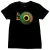 camiseta preta 100% algodão, estampa serigrafada toca disco degrade em tinta fluorescente 