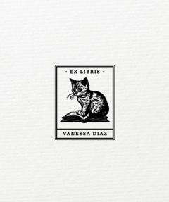 Carimbo Ex-Libris Personalizado | Gato Leitor - L05 - comprar online