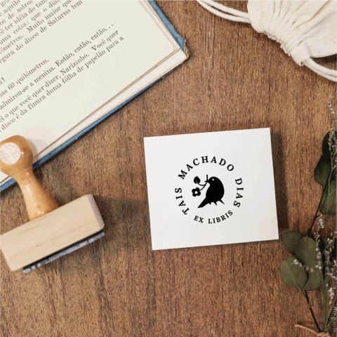 Carimbo Ex-Libris Personalizado | Pássaro - L41
