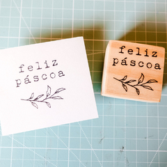 Carimbo | Feliz Páscoa (folhinha) - 4.5x4.5 cm - comprar online