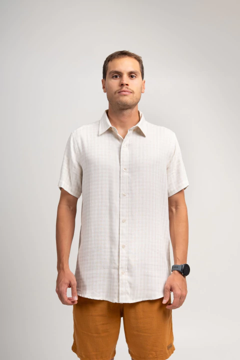 Camisa Bali Xadrez Areia/Natural