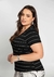 BLUSA PLUS SIZE CREPE LUREX LISTRADA