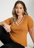 BLUSA MANGA CURTA CANELADA COM DECOTE V PLUS SIZE 66740 - comprar online