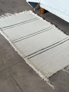Alfombra algodón raya fina negra - comprar online