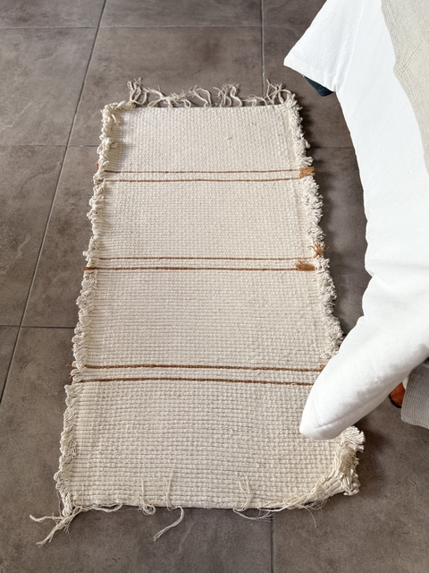Alfombra algodón raya fina beige - comprar online