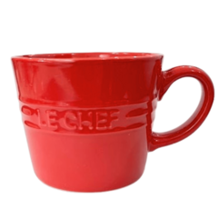 Caneca Açucareiro Jarra Leiteira Vermelho Laranja Le Chef Cerâmica
