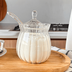 Açucareiro Vidro Canelado Borossilicato Lotus 350ml com Colher - comprar online