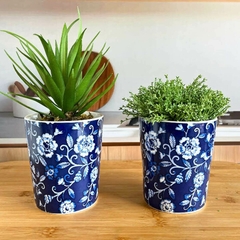 Cachepot Floridos Azul Marinho Vaso Cachepôs Porcelana na internet