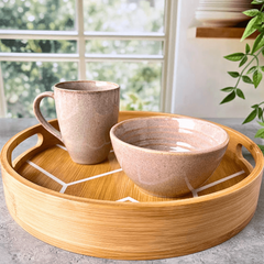 Caneca e Bowl Cerâmica Bege Verde Capuccino Conjunto Presente Natal - Bruna Store & Decor 