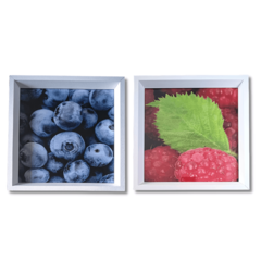 Quadros Decorativos Frutas Vermelhas Morango Mirtilo Cereja Framboesa Branco Cozinha Sorveteria - comprar online
