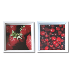 Quadros Decorativos Frutas Vermelhas Morango Mirtilo Cereja Framboesa Branco Cozinha Sorveteria na internet