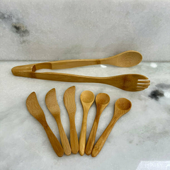 Pegador Salada Pinça Bambu Fritura Cozinha Multiuso - Bruna Store & Decor 