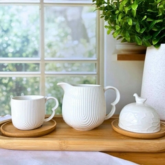 Jarra Cremeira Oasis Cerâmica Branca Textura 350 ml Hauskraft - Bruna Store & Decor 