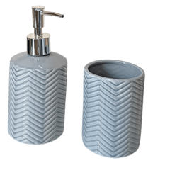 Porta Sabonete Liquido e Pote Branco Cerâmica Lavabo - loja online