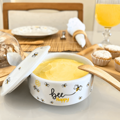 Manteigueira Porcelana Abelhas Bee Branca Honey - comprar online