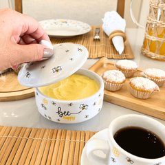 Manteigueira Porcelana Abelhas Bee Branca Honey na internet