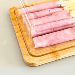 Imagem do Porta Frios Queijos Frutas Tábua Bambu Com Tampa Geladeira Cor Marrom e transparente